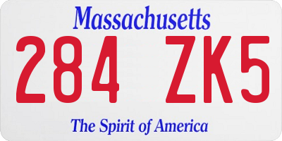 MA license plate 284ZK5