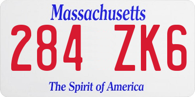MA license plate 284ZK6