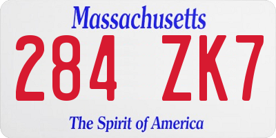 MA license plate 284ZK7