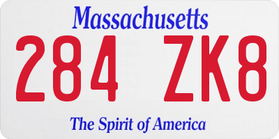 MA license plate 284ZK8