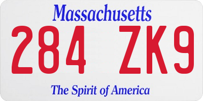 MA license plate 284ZK9
