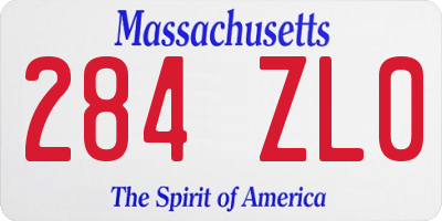 MA license plate 284ZL0