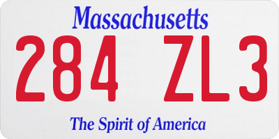 MA license plate 284ZL3