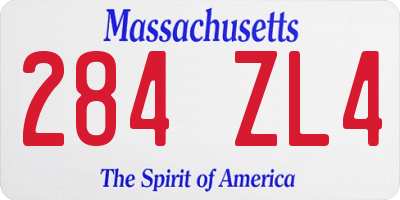 MA license plate 284ZL4