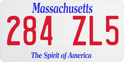 MA license plate 284ZL5