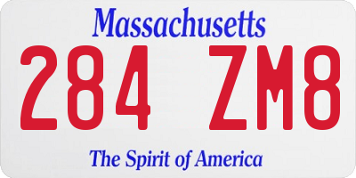 MA license plate 284ZM8