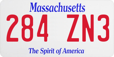 MA license plate 284ZN3