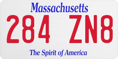 MA license plate 284ZN8