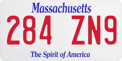 MA license plate 284ZN9