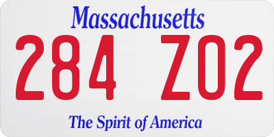 MA license plate 284ZO2