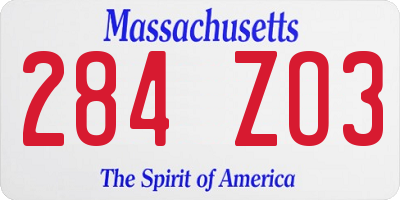 MA license plate 284ZO3