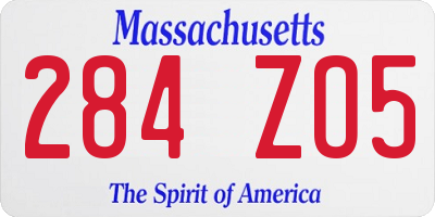 MA license plate 284ZO5