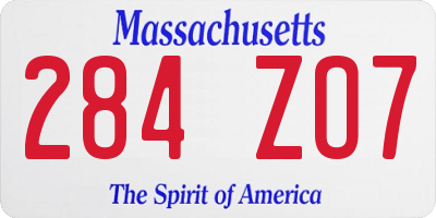 MA license plate 284ZO7