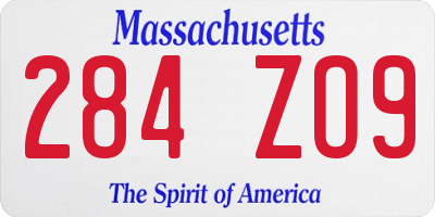 MA license plate 284ZO9