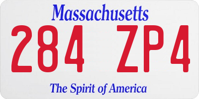 MA license plate 284ZP4