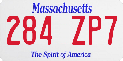 MA license plate 284ZP7