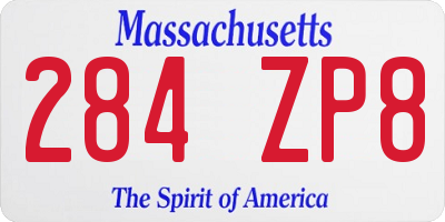 MA license plate 284ZP8