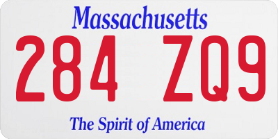 MA license plate 284ZQ9