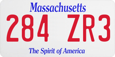 MA license plate 284ZR3