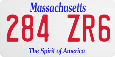 MA license plate 284ZR6