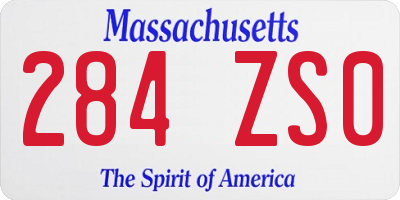 MA license plate 284ZS0