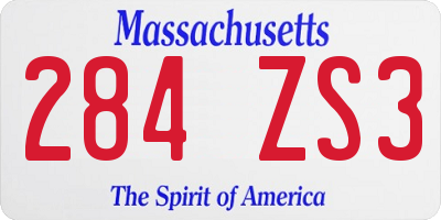 MA license plate 284ZS3