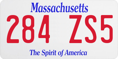 MA license plate 284ZS5
