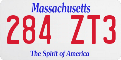 MA license plate 284ZT3