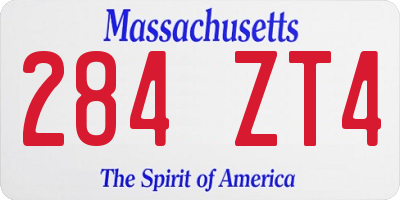 MA license plate 284ZT4
