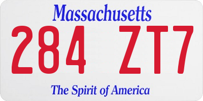 MA license plate 284ZT7