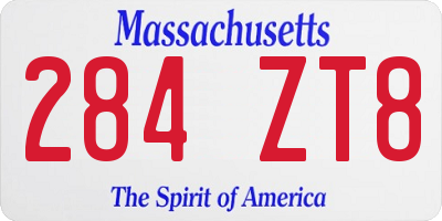 MA license plate 284ZT8