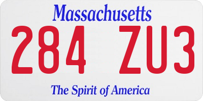 MA license plate 284ZU3