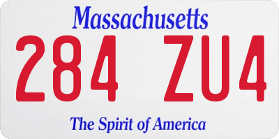 MA license plate 284ZU4