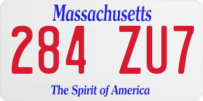 MA license plate 284ZU7