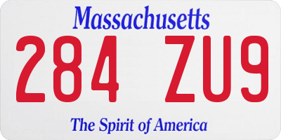 MA license plate 284ZU9