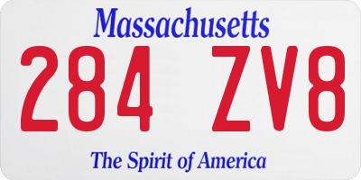 MA license plate 284ZV8