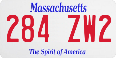 MA license plate 284ZW2