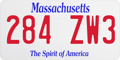 MA license plate 284ZW3