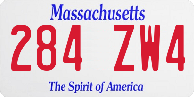 MA license plate 284ZW4
