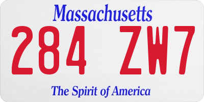 MA license plate 284ZW7