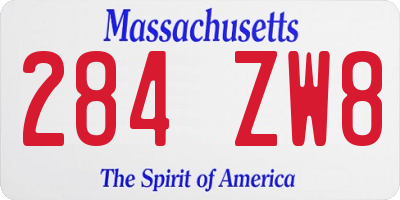 MA license plate 284ZW8