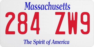 MA license plate 284ZW9