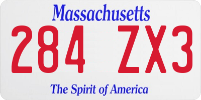 MA license plate 284ZX3