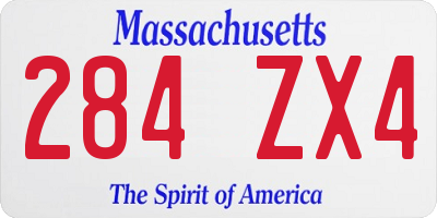 MA license plate 284ZX4