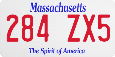 MA license plate 284ZX5