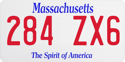 MA license plate 284ZX6