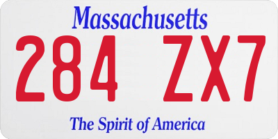 MA license plate 284ZX7