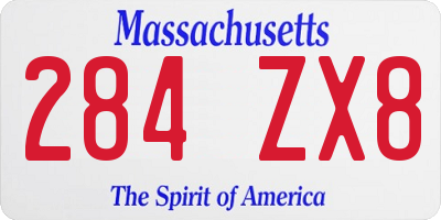 MA license plate 284ZX8