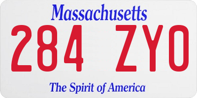 MA license plate 284ZY0