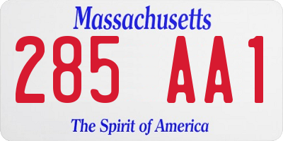 MA license plate 285AA1